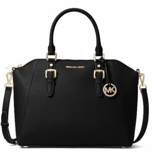 Michael Kors Black Satchel with Gold Accents